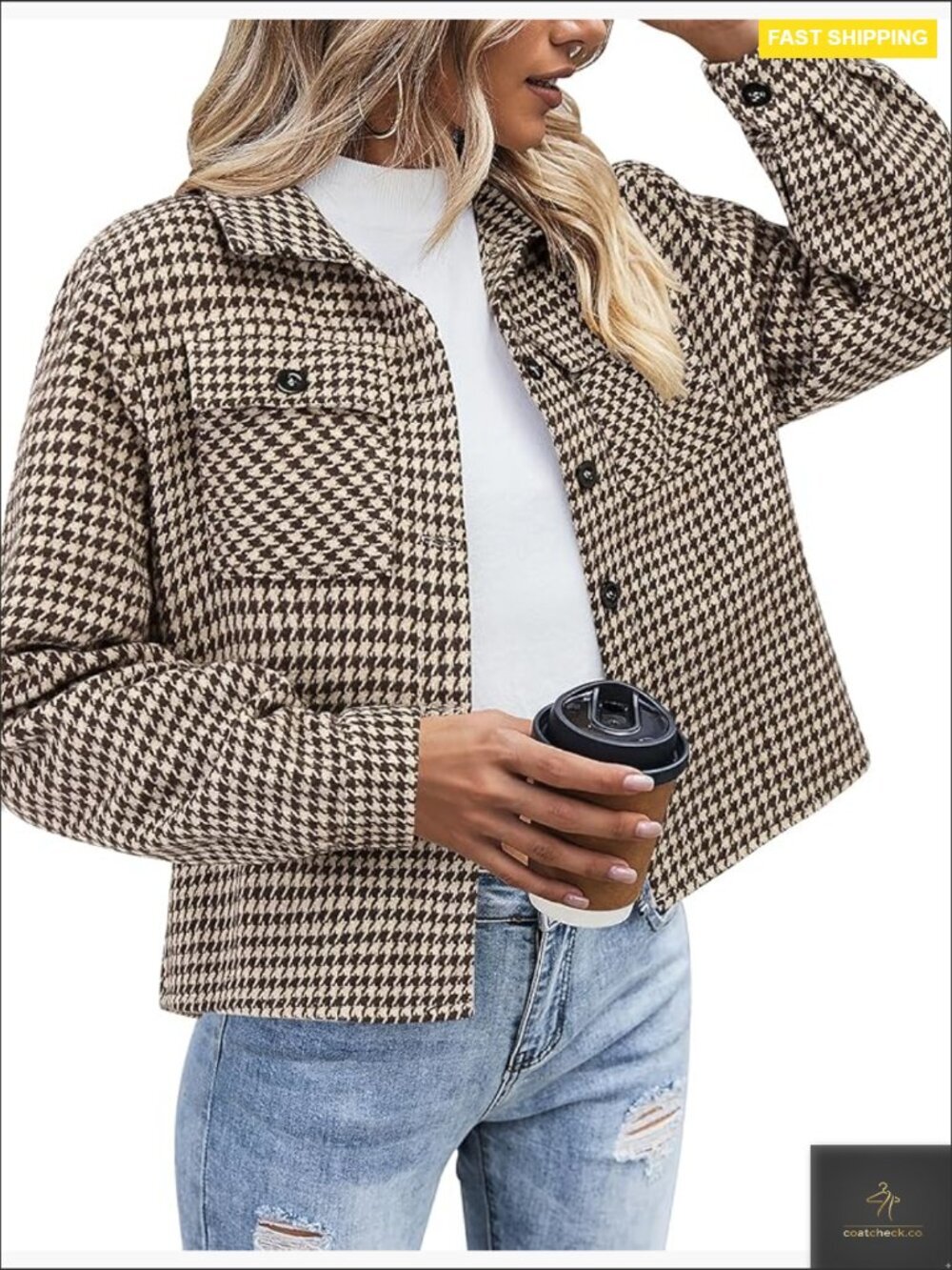 Cropped Shacket Jacket Plaid Button Down Fashion Fall Coat Tops Ladies Y2K